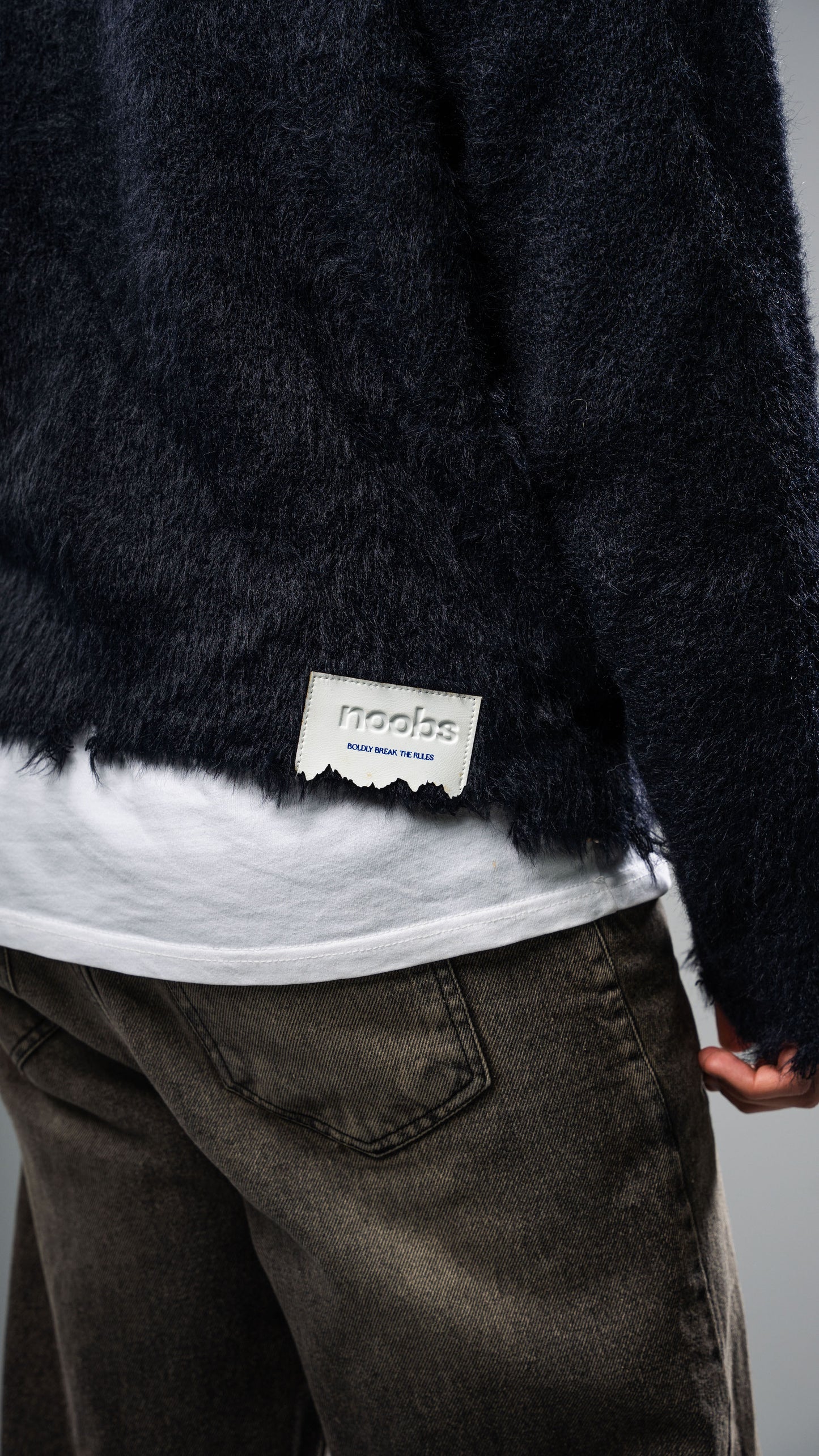 Navy-Black Mohair Crewneck